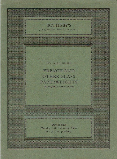 Sothebys 1980 French and other Glass Paperweights