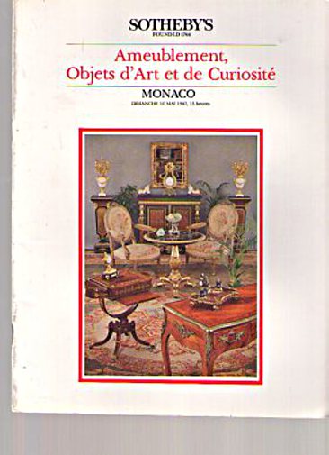 Sothebys 1987 French Furniture, Objects of Art & Curiosites - Click Image to Close