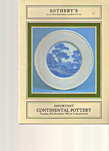 Sothebys 1981 Important Continental Pottery - Click Image to Close