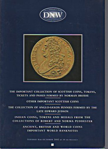 DNW October 2002 Scottish Coins, Tokens, Medals, Banknotes etc