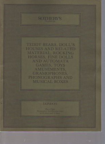 Sothebys 1984 Bears, Dolls Houses, Music Boxes etc