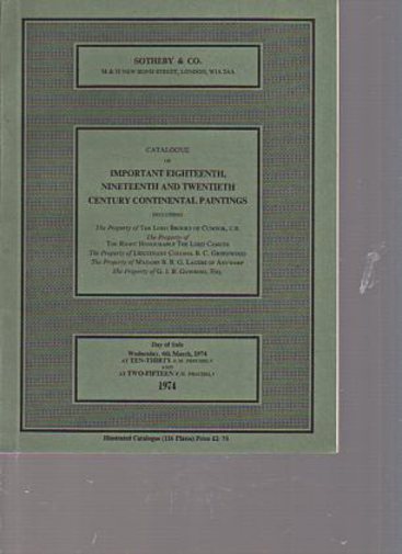 Sothebys 1974 Important 18th, 19th & 20th Century Paintings