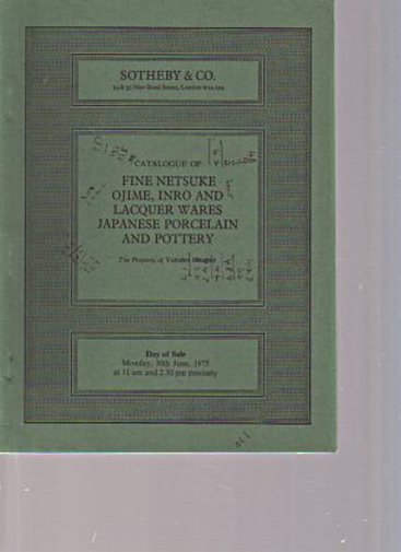 Sothebys 1975 Fine Netsuke, Ojime, Inro, Lacquer, Porcelain