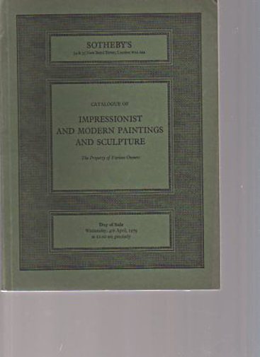 Sothebys April 1979 Impressionist & Modern Paintings, Sculpture