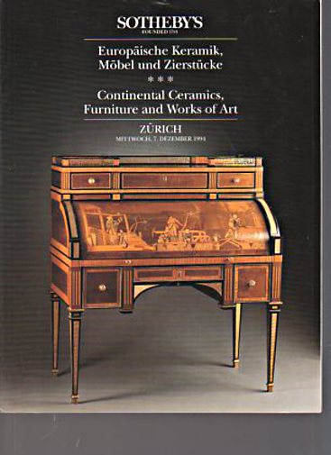 Sothebys 1994 Continental Ceramics & Furniture