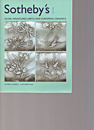 Sothebys 2003 Silver, Miniatures and Vertu, Ceramics