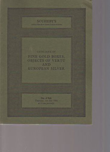 Sothebys 1980 Fine Gold Boxes, Vertu & European Silver