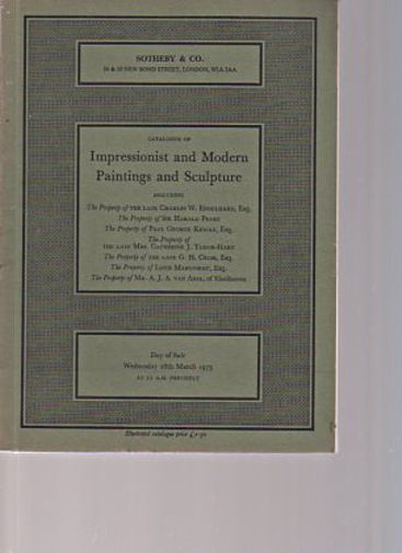 Sothebys March 1973 Impressionist & Modern Paintings & Sculpture