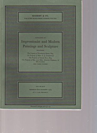 Sothebys December 1973 Impressionist & Modern Paintings & Sculpture