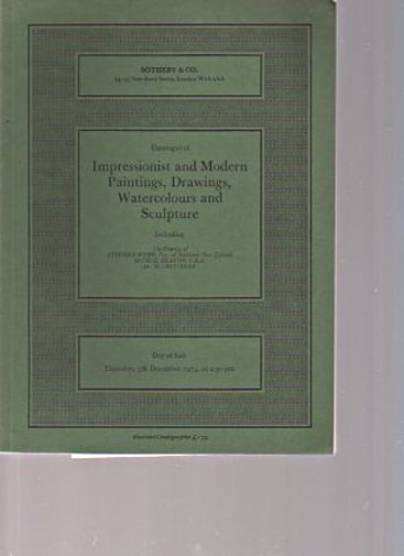 Sothebys December 1974 Impressionist & Modern Paintings & Sculpture