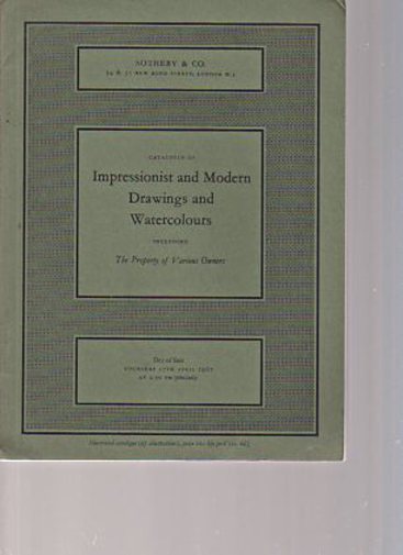 Sothebys 1967 Impressionist & Modern Watercolours, Drawings