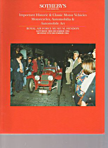 Sothebys 1994 Important Historic & Classic Cars, Motorcycles