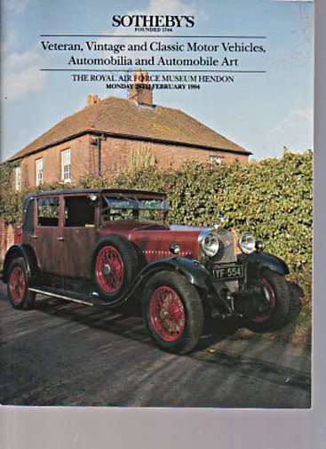 Sothebys February 1994 Veteran, Vintage & Classic Cars