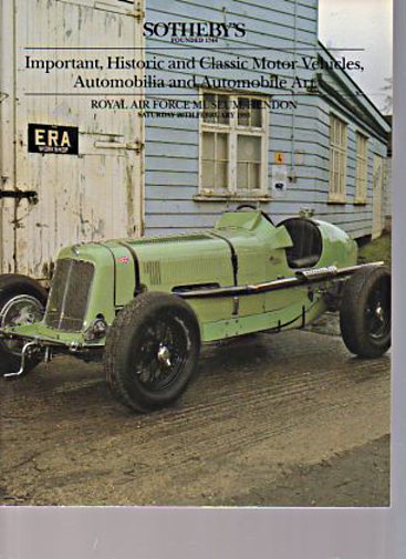 Sothebys February 1993 Important Historic & Classic Cars etc