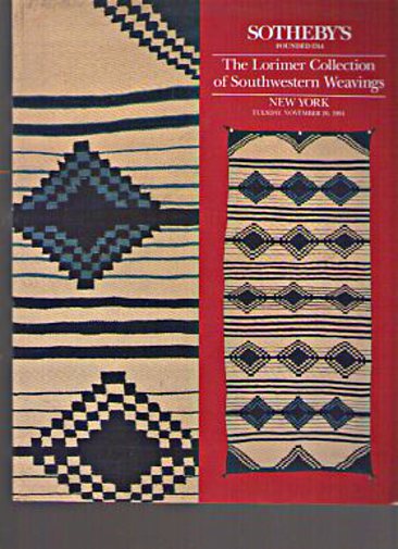 Sothebys November1991 The Lorimer Coll.- of Southwestern Weavings (Digital Only)