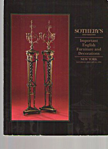 Sothebys 1994 Important English Furniture & Decorations