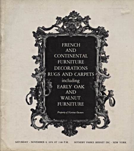 Sothebys 1974 French & Continental and Early Oak Furniture