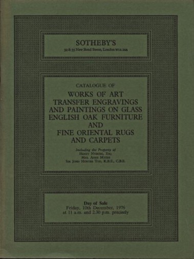 Sothebys 1976 Works of Art, English Oak Furnture, Oriental Rugs