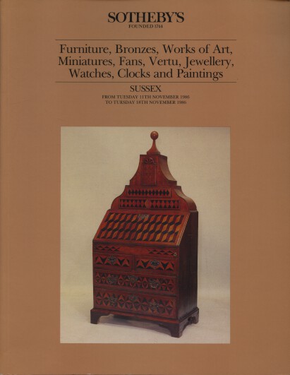Sothebys 1986 Furniture, Bronzes, Works of Art, Miniatures, Fans