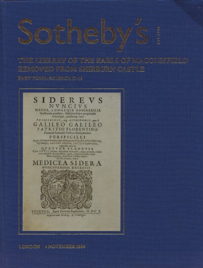 Sothebys 2004 Library of the Earls of Macclesfield Pt IV Science