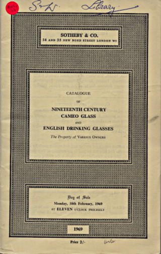 Sothebys 1960 Nineteenth Century Cameo Glass & Drinking Glasses