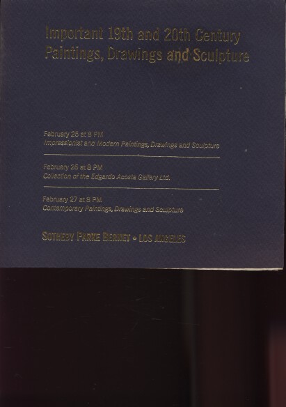 Sotheby Parke Bernet 1974 Important 19th & 20th Century Painting
