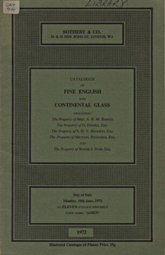 Sothebys 1972 Fine English and Continental Glass