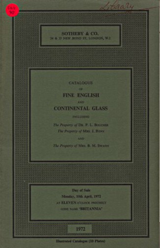 Sothebys 1972 Fine English & Continental Glass