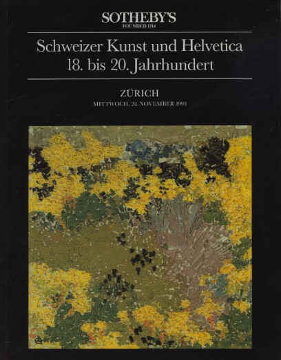 Sothebys 1993 Swiss Art 18th - 20th Century