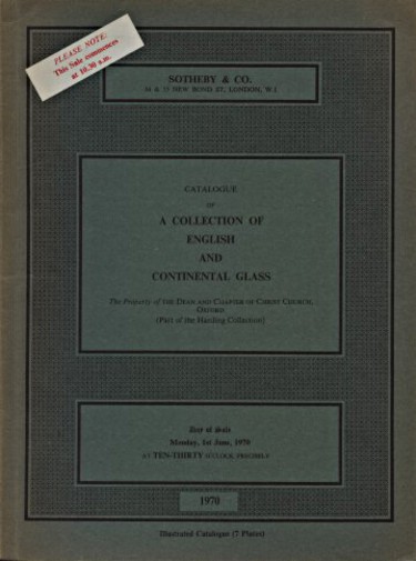 Sothebys 1970 A Collection of English and Continental Glass