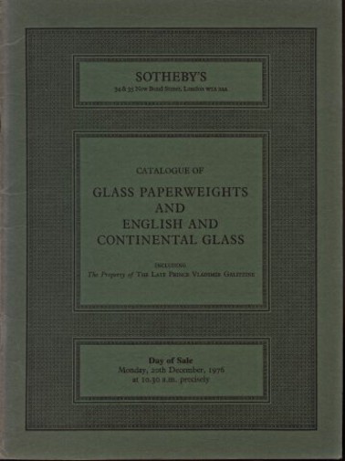 Sothebys 1976 Glass Paperweights & English & Continental Glass