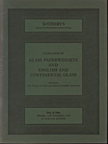 Sothebys 1976 Glass Paperweights & English & Continental Glass
