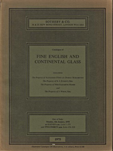Sothebys January 1975 Fine English and Continental Glass