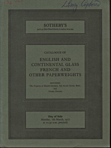 Sothebys 1977 English and Continetal Glass French & Paperweights