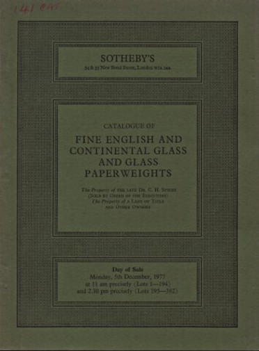 Sothebys 1977 Fine English and Continental Glass & Paperweights