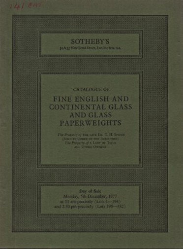 Sothebys 1977 Fine English and Continental Glass & Paperweights