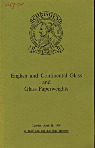 Christies 1978 English & Continental Glass & Glass Paperweight - Click Image to Close