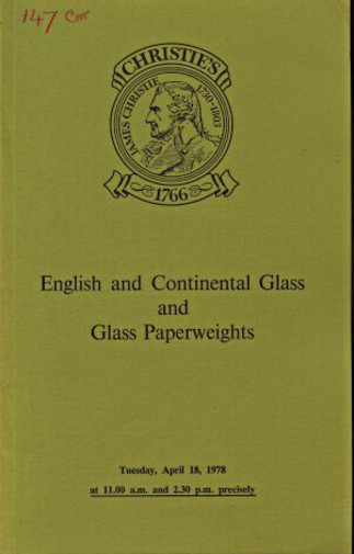 Christies 1978 English & Continental Glass & Glass Paperweight