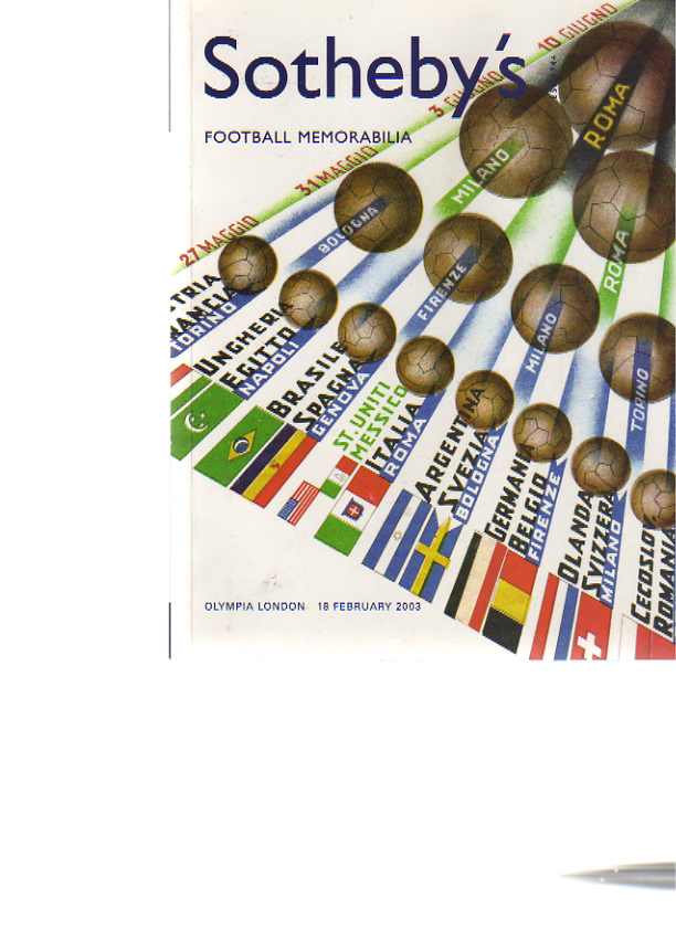 Sothebys February 2003 Football Memorabilia (Digital Only)