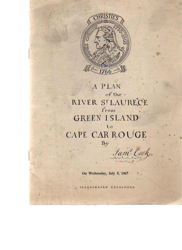 Christies 1967 A Plan of the River St Laurence from Green Island - Click Image to Close