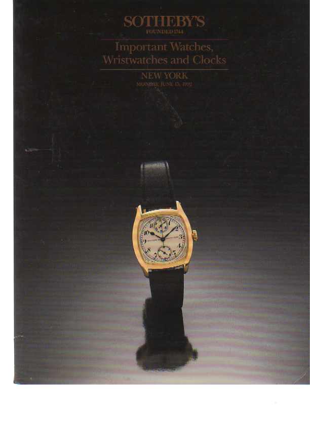 Sothebys June 1992 Important Watches, Wristwatches & Clocks