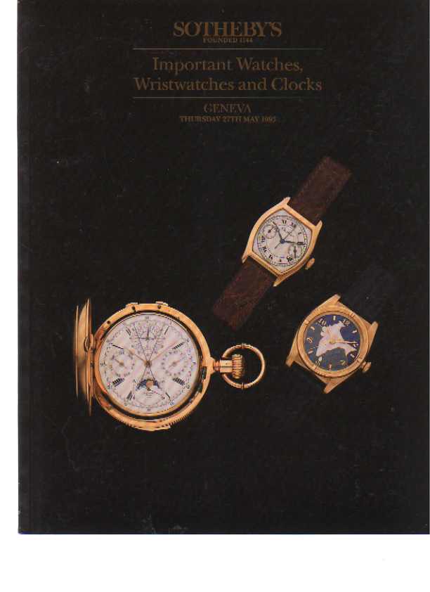Sothebys May 1993 Important Watches, Wristwatches & Clocks