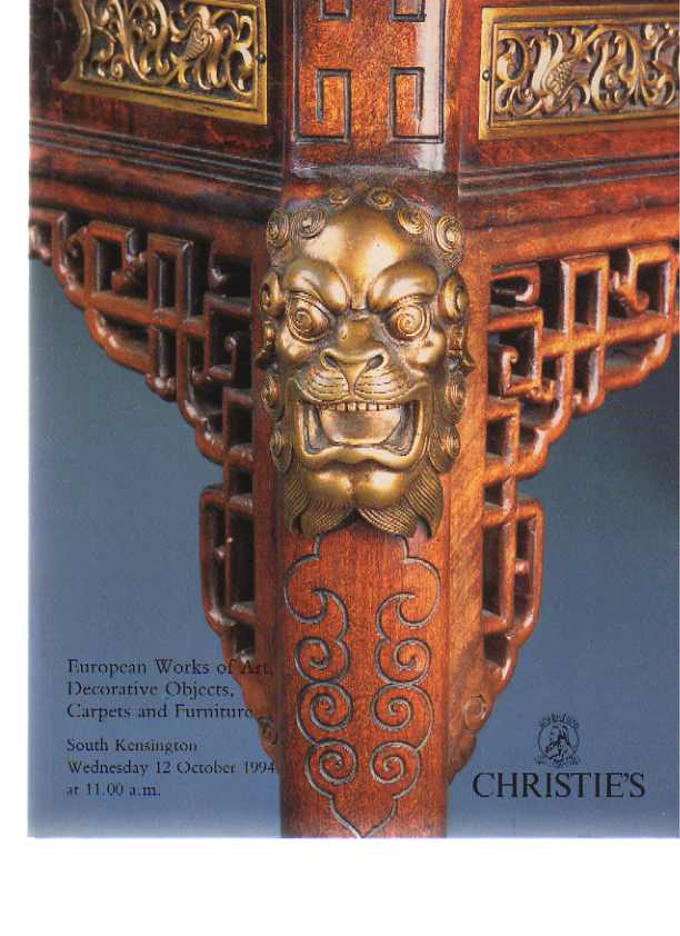 Christies 1994 European Works of Art, Carpets, Furniture - Click Image to Close