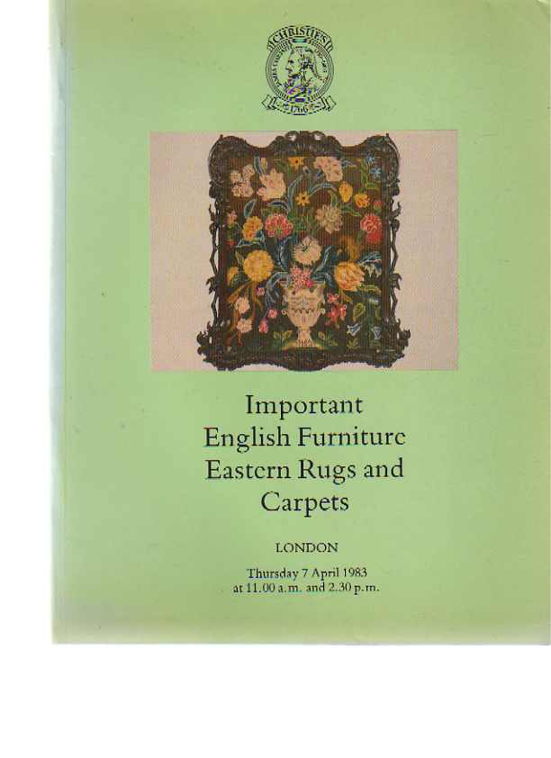 Christies 1983 Important English Furniture, Eastern Rugs Carpets - Click Image to Close