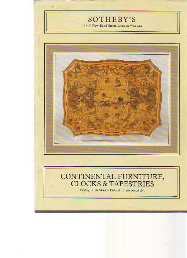 Sothebys 1983 Continental Furniture, Clocks & Tapestries