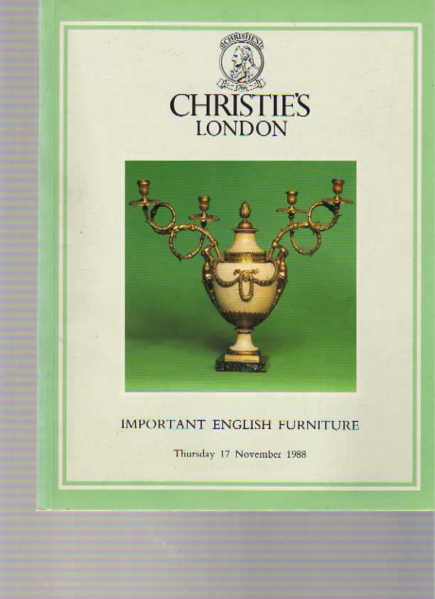 Christies November 1988 Important English Furniture - Click Image to Close