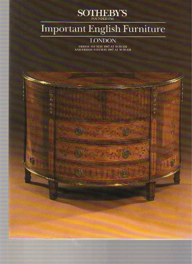 Sothebys May 1987 Important English Furniture - Click Image to Close