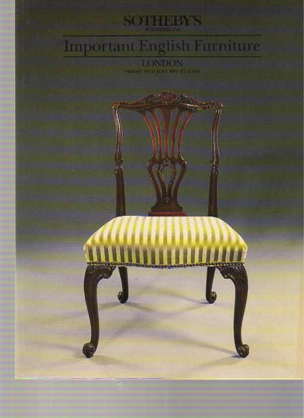 Sothebys 1987 Important English Furniture - Click Image to Close