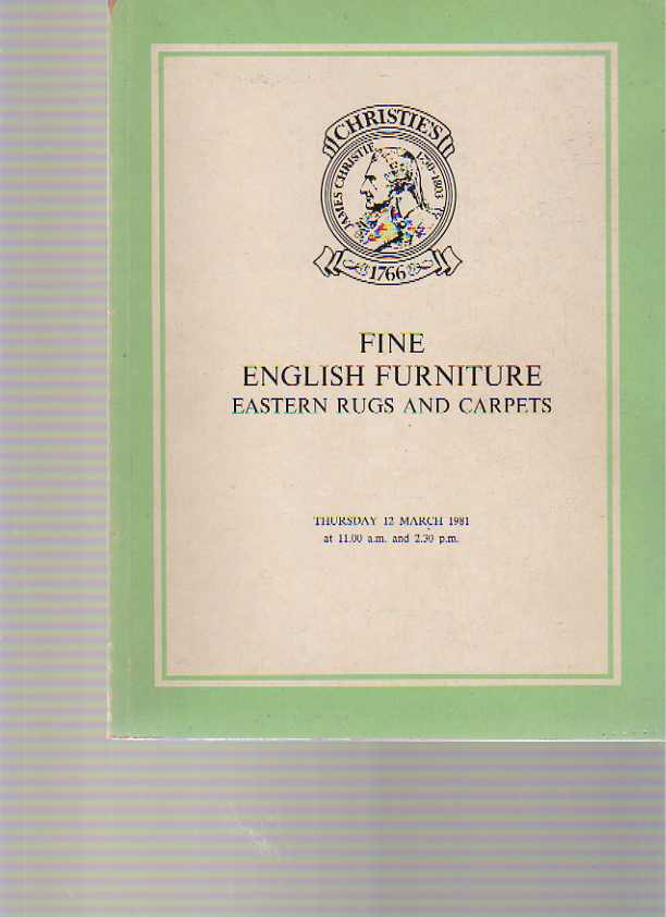 Christies 1981 Fine English Furniture Eastern Rugs & Carpets - Click Image to Close