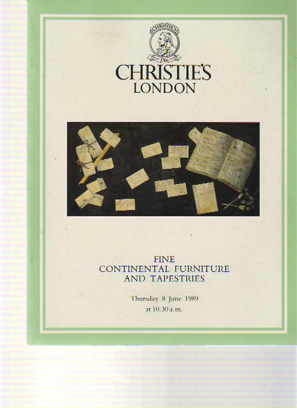Christies 1989 Fine Continental Furniture and Tapestries - Click Image to Close